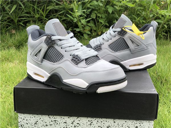 

2019 air authentic 4 cool grey chrome dark retro charcoal varsity maize flight 4s men basketball shoes sneakers 308497-007 with original box