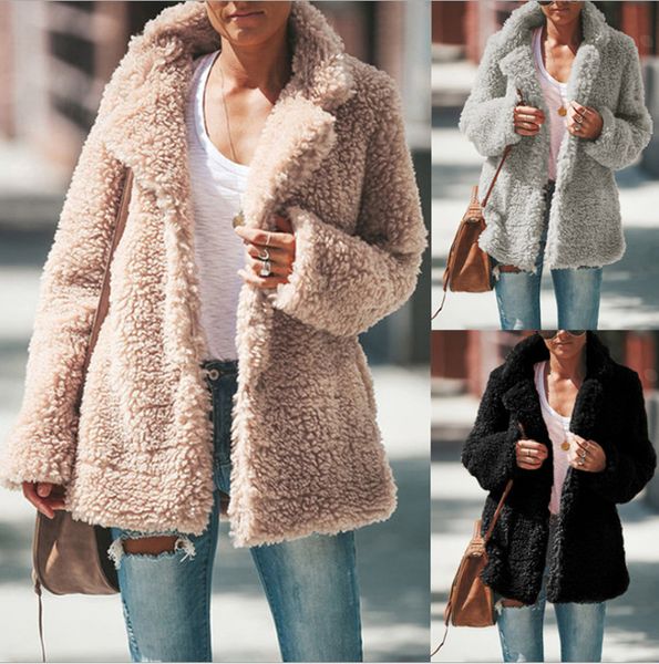 

autumn winter woolen coat jacket new fashion lapel female jacket wool coat women, Black