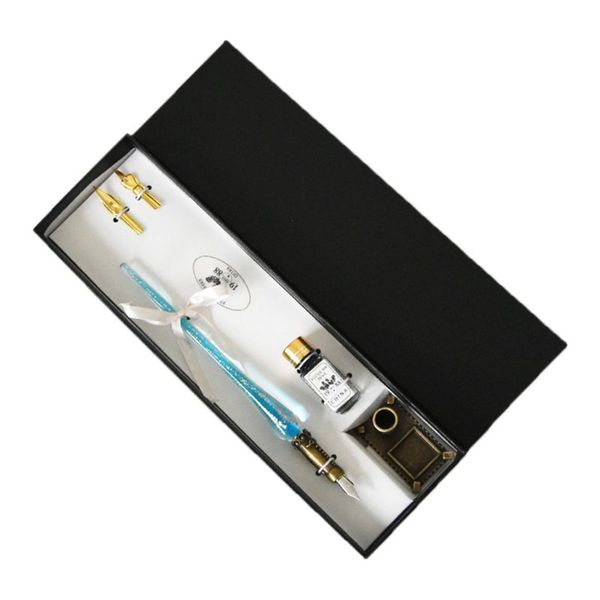 

european style vintage glass pen nibbed dip writing ink pens set for school stationery gifts art supplies l41e