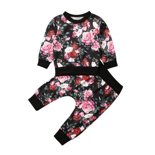 

clothing sets fall autumn born baby girl clothes floral long sleeve +long pants warm outfits spring print set, White