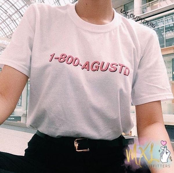 

summer style tee 1-800-agust d k-pop band t-shirt women fangirl graphic tee street style casual tee, White