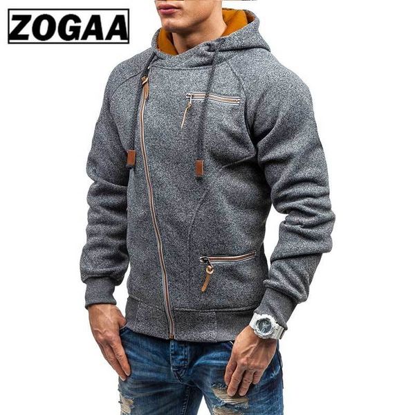 

2019 autumn winter new men's hooded hoodie fashion wild hoodies zipper solid sweatshirts coat large size m-4xl zogaa, Black