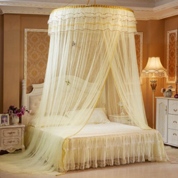 

luxury romantic hung dome mosquito net princess students insect bed canopy netting lace round mosquito nets curtain for bedding