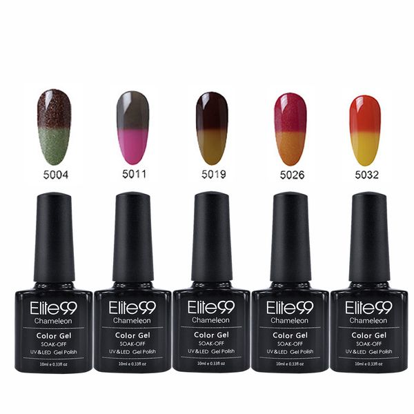 

elite99 10ml 5pieces/lot thermal change color gel polish set soak off changing color temperature chameleon nail polish uv led, Red;pink