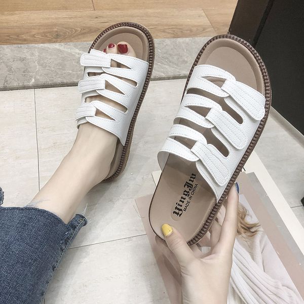 

shoes woman's slippers slides med fashion shale female beach platform 2020 soft flat sabot summer basic pu rubber, Black