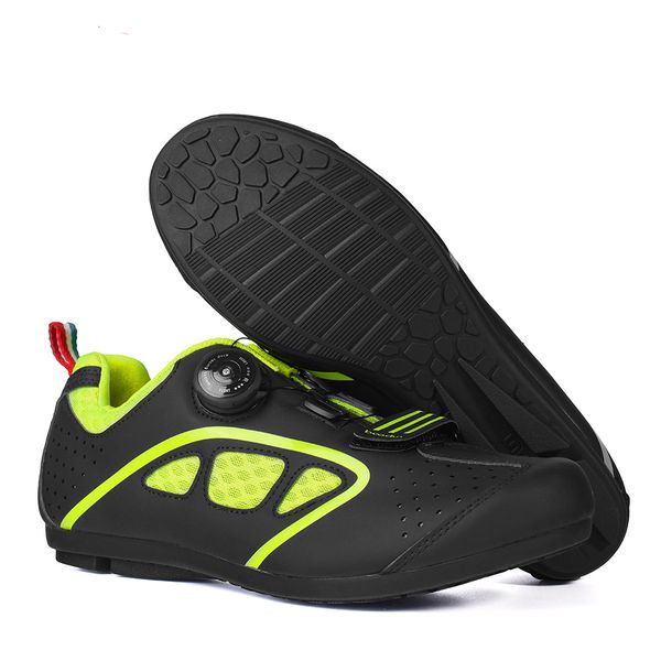 

new no-lock rotating buckle cycling shoes men road mountain bike shoes cycling mtb sneakers with hook loop non-slip rubber sole, Black