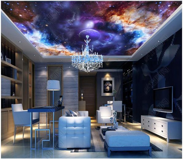 Grande carta da parati fotografica 3D personalizzata Carta da parati murales del soffitto 3d Carta da parati colorata cielo stellato universo cielo cosmico soffitto sfondo muro