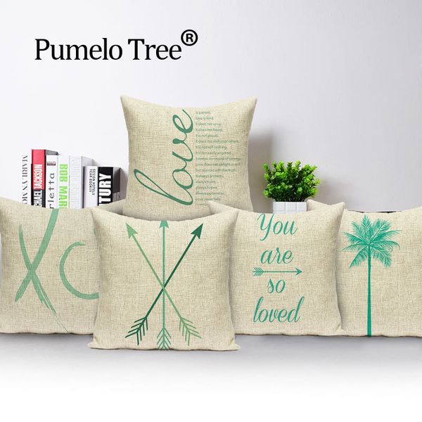 

nordic green pillow case geometric arrow car seat cover cushion waves print linen cushions home decor throw pillows