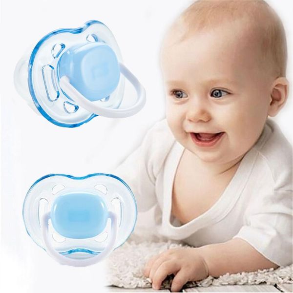 

1 pcs baby silicone pacifier soothing infants bite chew supplies newborn comfort appease nipple flat teat pacifiers