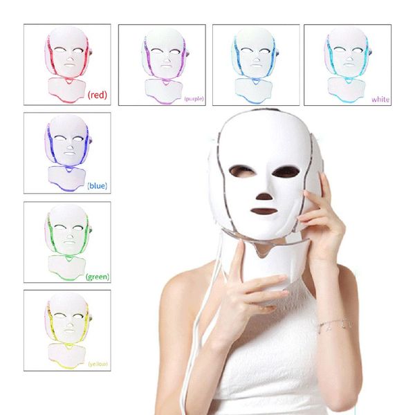 

7 color led pn light therapy facial mask face skin care rejuvenation device portable anti acne therapy whitening skin tool home used