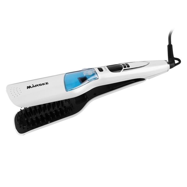 

dry & wet steam styler steam hair straightener mist spray hair straightening brush non-damaging heated comb gifts, Black