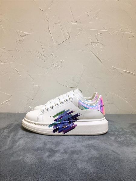 

new high-end brand 3d printing couple white shoes lace-up printing fashion wild casual sports shoes shoes 31, Black