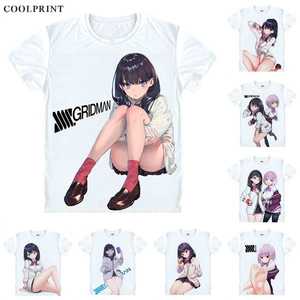 

takarada rikka ssss.gridman t shirt denkou choujin gridman the hyper agent men casual premium t-shirt printed short sleeve shirts, White;black