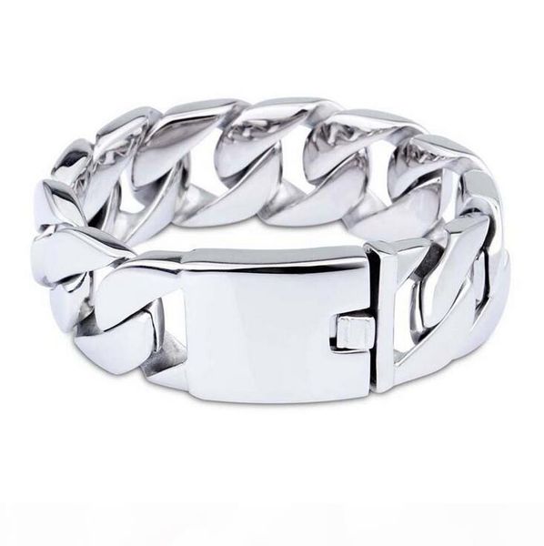

26mm 31mm heavy fashion titanium steel bracelet men's super thick cuban chain stainless steel bracelet bangle jewelry for boy dropshipp, Black