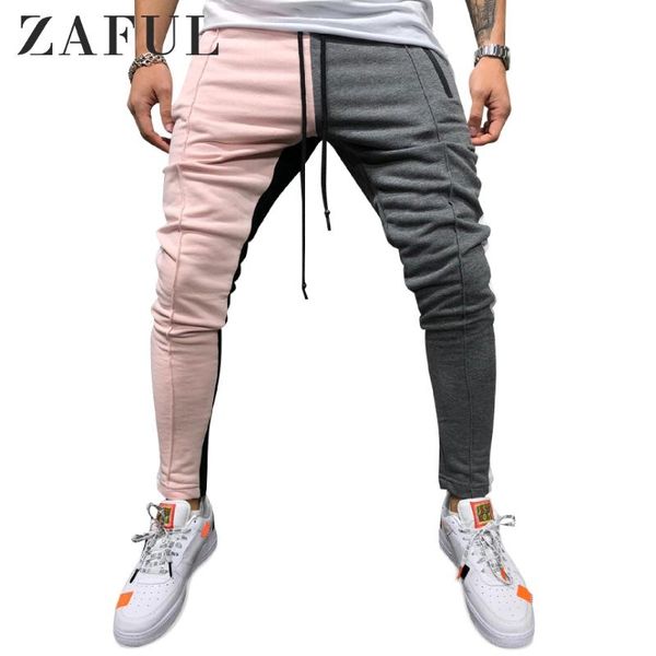

zaful цвет блок карманы drawstring slim fit трек брюки повседневная цвет соответствия дизайн спортивные брюки хип-хоп стиль мужские длинные, Black