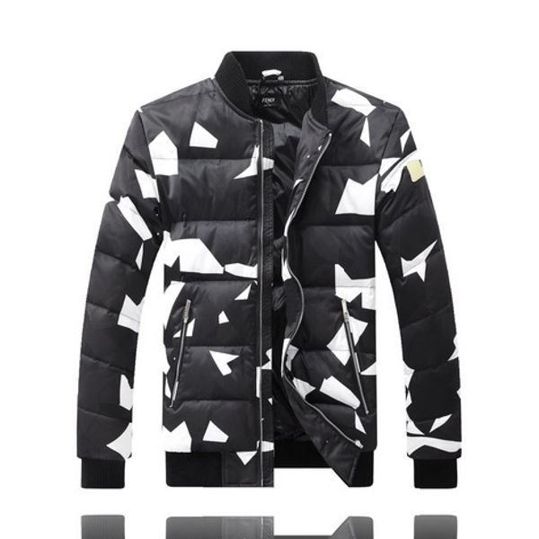 

mens конструктора вниз пальто мода камуфляж шаблон ветровки марка осень зима zipper толстые открытый куртки размер m-3xl оптом, Black