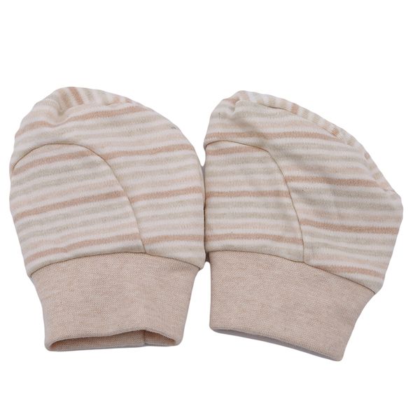 

1 pair baby striped glove cartoon pattern anti-grasping gloves newborn protection face cotton anti scratching gloves, White