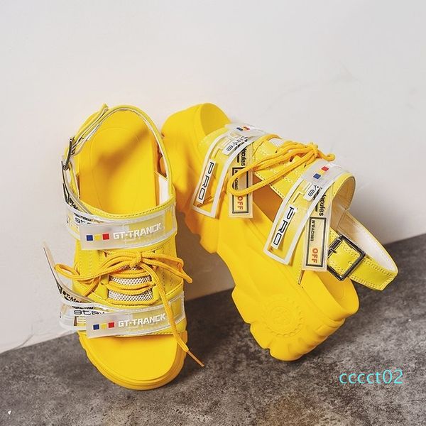 

summer chunky sandals women 8cm wedge high heels shoes female buckle platform leather casual summer slippers woman sandal e-92 2ct, Black