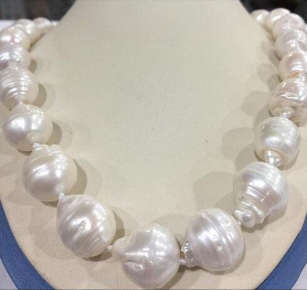 

envÃ­o gratis 15 grandes-23mm blanco inusual barroco perla collar de disco de cierre, Silver