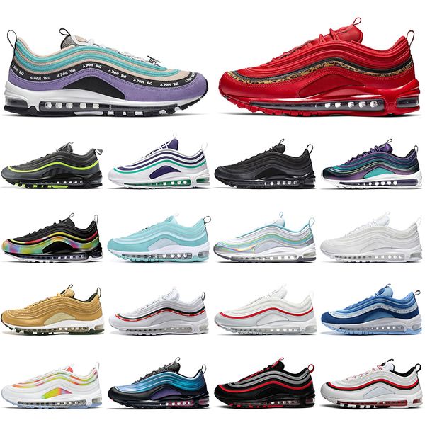 

men women running shoes new air max 97 black bullet laser fuchsia tatum mens trainers og classical outdoor sports sneakers 36-45