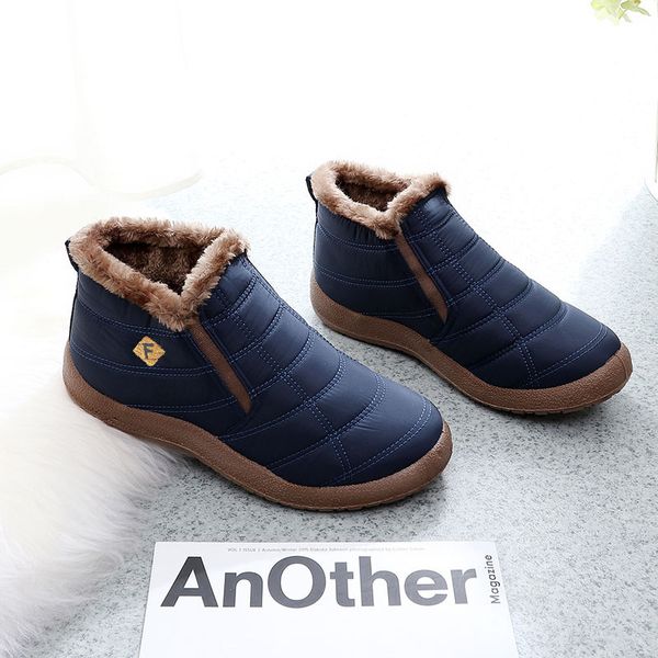 

new winter men boots snow boots solid color female plush slip non-slip waterproof ski hiking shoes sneakers, Black