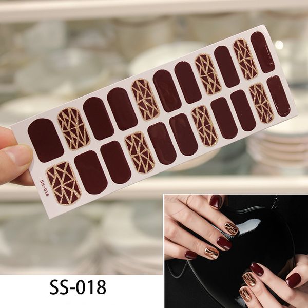 

22tips/sheet nail art full cover self adhesive stickers polish foil transfer tips wraps 3d waterproof nail stickers manicure, Black