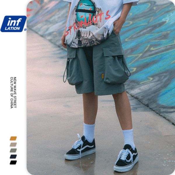

mens designer sportshorts summer new mens shorts plaid street outdoor overalls pants loose preppy style high end trend pants hip-hop, White;black