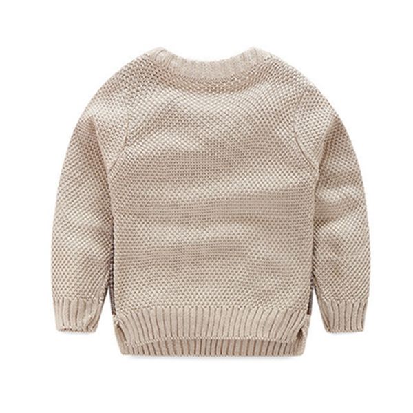 

autumn baby boys casual sweater girls o-neck bowknot knitted sweaters kids knit loose brown pullover for children 1-3 years, White
