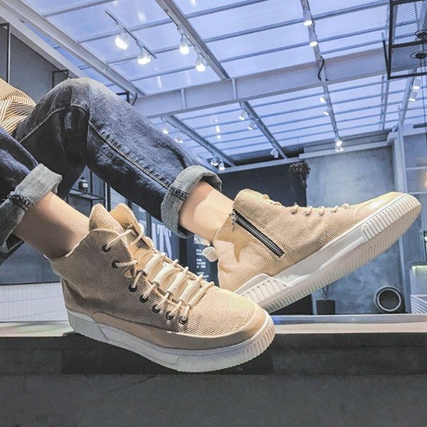 

canvas shoes men shoes high-board shoe men's korean-style trend trendy students versatile lively fella hight-top, Black
