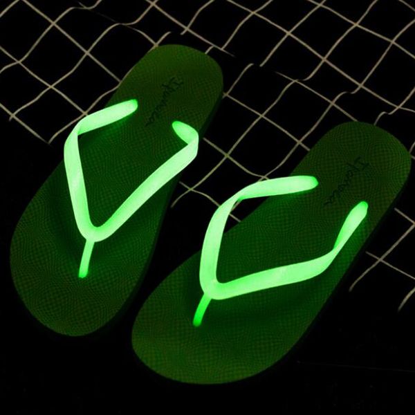 

coolsa new arrival women's luminous slippers girl holiday beach flat flip flops lover's solid color shiny slides wholesale hot, Black