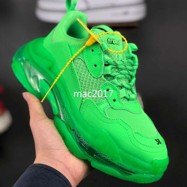 

designer triple s casual shoes men green yellow red sneaker women leather flat shoes with clear sole sport des chaussures trainers zapatos, Black