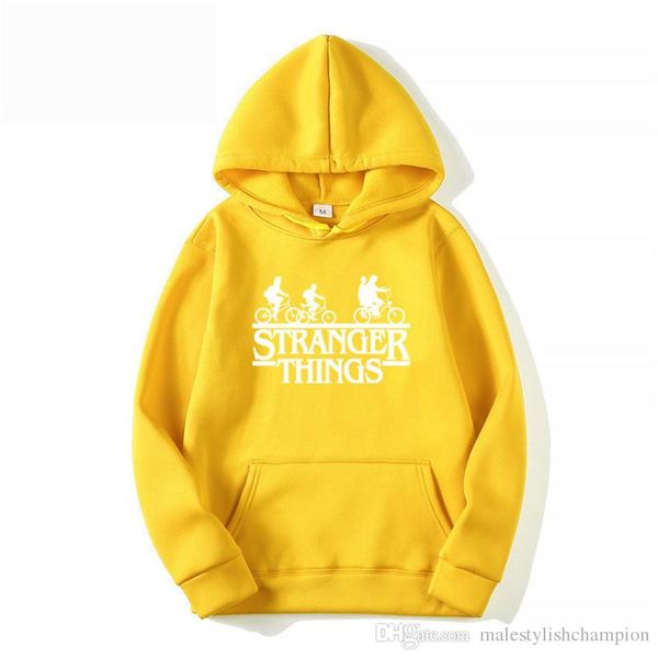 

fleece stranger things mens hoodies fashion letters printed long sleeve hooded couples sweatshirts mens designer pullover, Black
