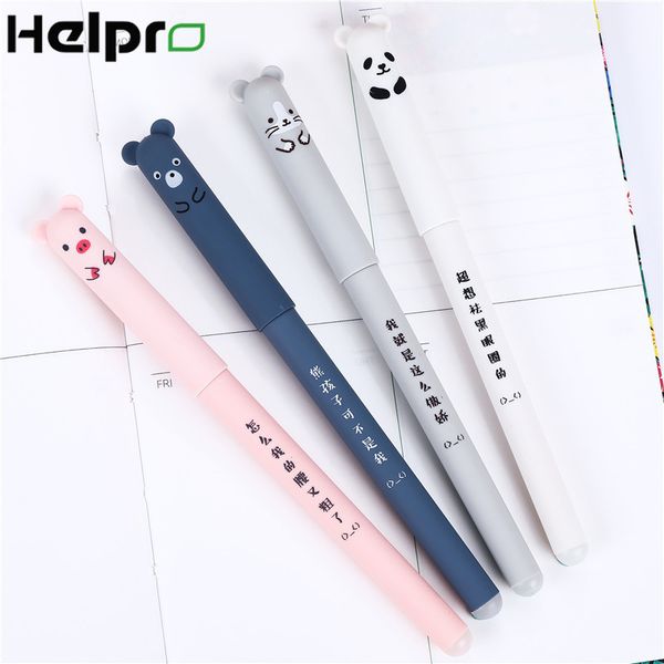 

helpro 4 pcs/lot cartoon panda erasable blue black ink gel pen school office supplies gift stationery papelaria