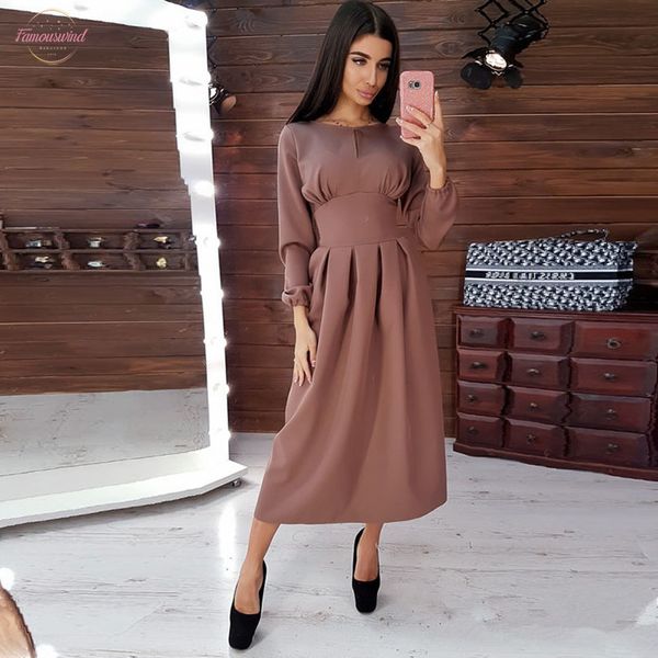 

women vintage hollow out a line party long dress long sleeve crew neck solid elegant casual dress 2020 autumn new fashion dress, Black;gray