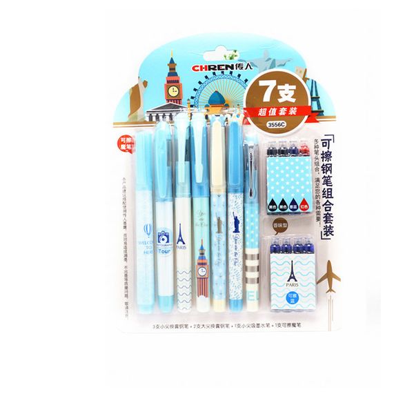 

7pcs pens+8pcs ink sac kawaii fountain pens general ink sac refills for fountain calligraphy pen stationery school supplies