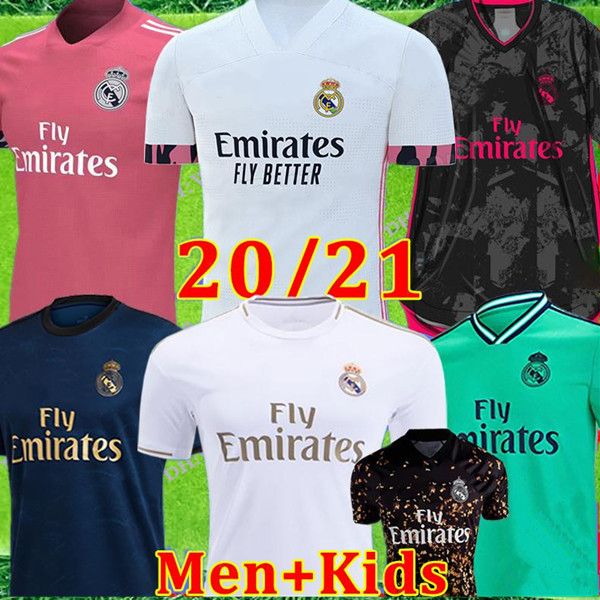 

real madrid jerseys 20 21 soccer jersey hazard sergio ramos benzema vinicius camiseta football shirt uniforms men + kids kit sets, Black