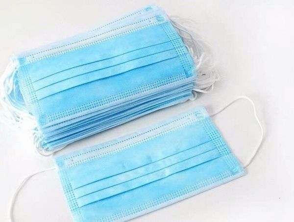 

dhl ship in stock blue mask faceblue 3 ply layers mouth masks earloop non woven dust dustproof facemask qd84