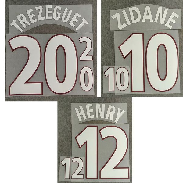 

2000 zidane nameset henry trezeguet printing iron on transfer badge