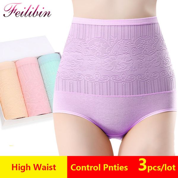 

3 шт. / лот body shapes control feilibin трусики бесшовные женщины высокая талия для похудения нижнее белье пояс боди сексуальные кружевные