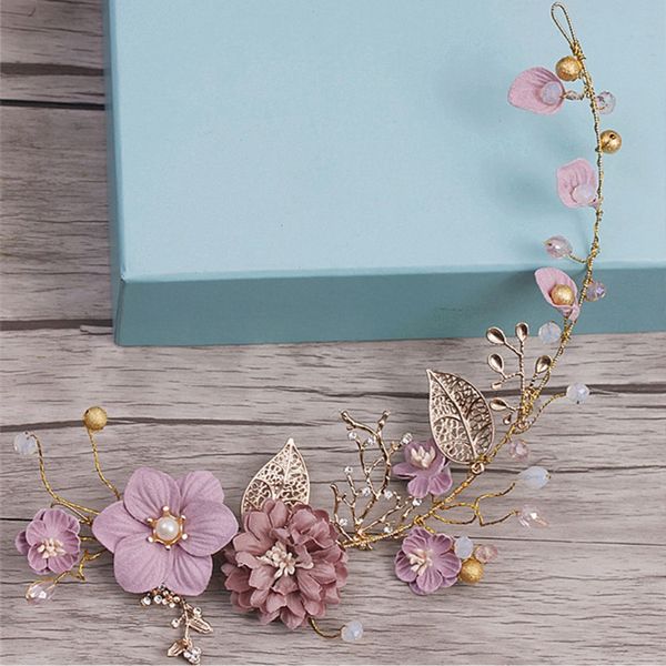 

bride headwear head band hair accessories wedding headdress handmade tiara alloy w715, Golden;white