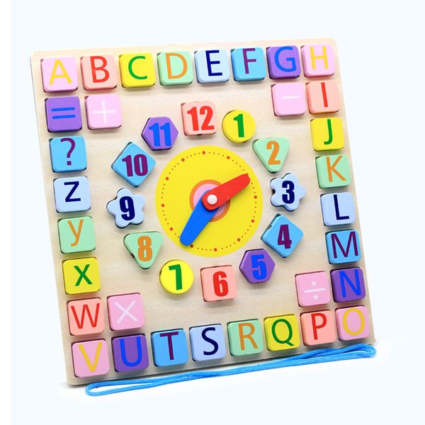 

montessori wooden toys baby weather season calendar clock time cognition count geometric shape matching teaching aids math toys