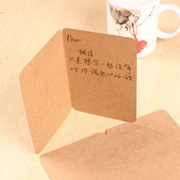 

10pcs blank kraft paper card folding gift card vintage retro greeting birthday party wedding invitation