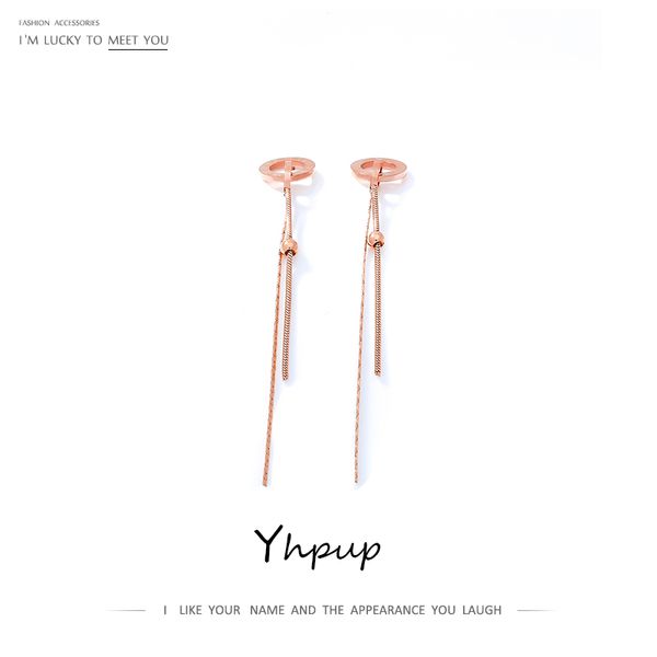 

yhpup rose gold roman number round geometric long chain dangle drop earrings stainless steel tassel earrings for female office, Silver