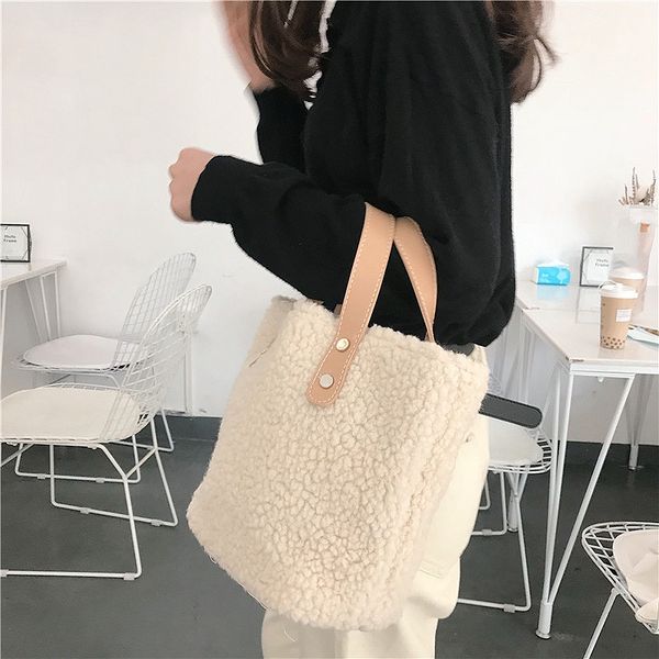 

women plush handbags casual totes female single shoulder bags handbag