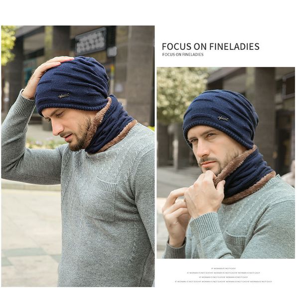 

winter hats & scarves sets fashion mens sets with hats scarves warm autumn hats for mens with letters casual scarves wholesales, Blue;gray