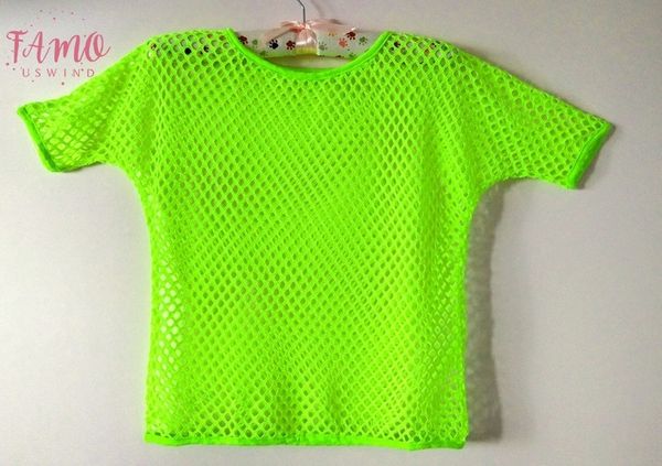 

new fashion hip hop dance female jazz costume performance wear stage clothing neon cutout t shirt, White