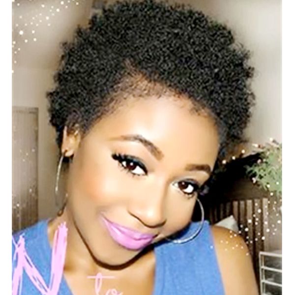 Human Hair Short Malaysian Wigs Lace Front Indian Afro Curly Hair