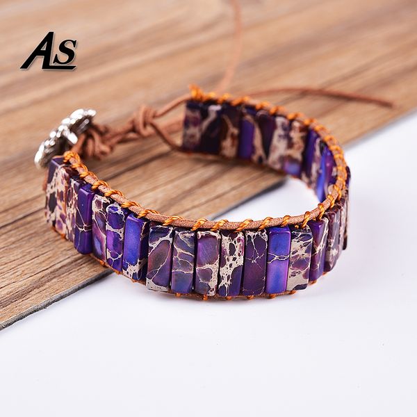 

asingeloo bohemian emporer natural stone purple beads charm handmade bracelets bangles for women and men snap button jewelry, Golden;silver