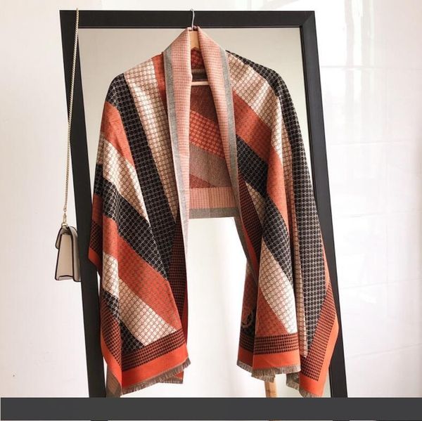 

luxury new double sided h letter cashmere scarf men women with thick warm shawls fashion joker scarf wholesale, Blue;gray