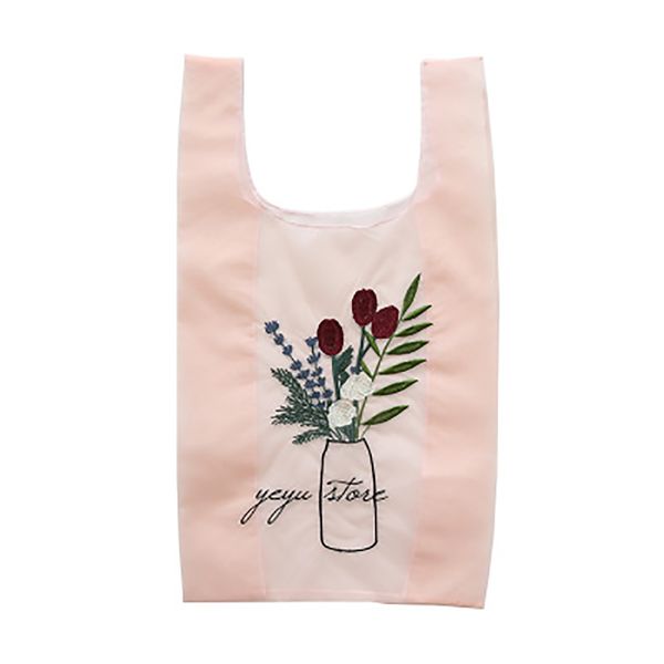 

new style women flower embroidery mesh handbag portable shopping bag for travel outdoor